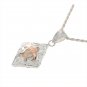 ESP3103 14K Yellow Gold Plated Two Tone Diamond Shape Scroll/Honu Raised Pendant