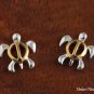 SE48025 Solid Sterling Silver Hawaiian Turtle Honu Post Earring (S) Two Tone YG