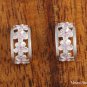 SE28802 Sterling Silver 4 Hawaiian Plumeria Half Moon Earrings Pink CZ