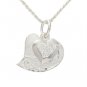 Hawaiian Sterling Silver Scroll Engraved Heart with Side Heart Pendant ESP2853