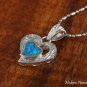 Silver Opal Heart Scroll Engraving Hawaiian Heirloom Pendant SOP2107