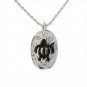 Oval w/Black Enamel Scroll Hawaiian Honu Sea Turtle Pendant ESP2841