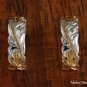 Two-Tone Scroll Engraved Half Moon Earrings SE37205