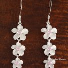 3 Two-Tone Plumeria with Pink CZ Hook Earrings SE20602