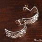 Scroll Engraved with Black Half Moon Earrings SE36406