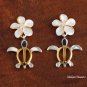 Hawaiian Plumeria-Honu Two-Tone Earrings SE22405