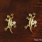 Two-Tone Gecko Plumeria Earrings SE43705