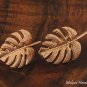 14k Pink Gold Monstera Leaf Earrings GE2138
