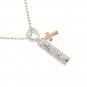 Solid Tube Scroll and Pink Gold Cross Pendant ESP2612