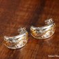 Hand Engraved See-through Oval Two-Tone Half Moon Scroll Earrings SE39105