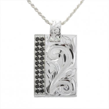 Scroll Black CZ Pair Plate Pendant ESP2934