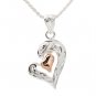 Open Scroll Heart+Pink Gold Plated Heart Pendant ESP2905