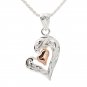 Open Scroll Heart+Pink Gold Plated Heart Pendant ESP2905