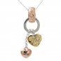 Scroll Bell+2 Heart Pendant Tri-color ESP3114