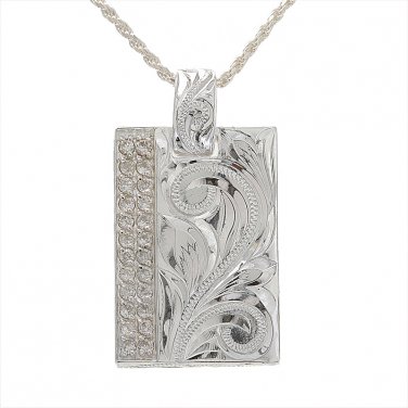 ESP2935 Scroll Clear CZ Pair Plate Pendant-M