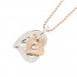 14KT White Gold/Pink Gold Two Tone Double Scroll Heart Pendant GP1083