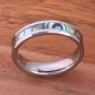 Tungsten Carbide Abalone Shell Wedding Ring Beveled Edge 6mm TUR1017