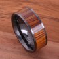 Natural Koa Wood High-tech Black Ceramic Wedding Ring Flat 8mm TUR4007