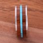 Natural Hawaiian Koa Wood and Turquoise Inlaid Stainless Steel Flat 8mm SLR6307
