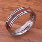 Natural Hawaiian Koa Wood Inlaid Tungsten Double Line Wedding Ring 6mm TIP187-6