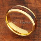 6mm Koa Wood Yellow Gold Plated Stainless Steel Wedding Ring Oval SLR6116