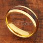 6mm Koa Wood Yellow Gold Plated Stainless Steel Wedding Ring Oval SLR6116