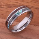 Koa Wood Abalone Tungsten Two Tone Wedding Ring Half Wood/Shell 6mm TUR4023