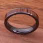 Natural Koa Wood High-tech Black Ceramic Wedding Ring Flat 4mm TUR4009