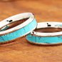 8mm Turquoise Stainless Steel Wedding Ring Beveled Edge SLR6201