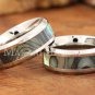 8mm Abalone Shell Stainless Steel Wedding Ring Beveled Edge SLR6301