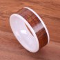 Natural Koa Wood High-tech Ceramic Wedding Ring Flat 8mm TUR4015