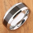 Cocobolo (Red Wood) Inlaid Tungsten Beveled Edge Wedding Ring 8mm TUR063