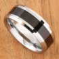 Cocobolo (Red Wood) Inlaid Tungsten Beveled Edge Wedding Ring 8mm TUR063