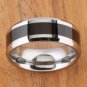 Cocobolo (Red Wood) Inlaid Tungsten Beveled Edge Wedding Ring 8mm TUR063