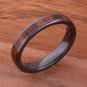Natural Koa Wood High-tech Black Ceramic Oval Wedding Ring 4mm TUR4010