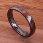 Natural Koa Wood High-tech Black Ceramic Oval Wedding Ring 4mm TUR4010