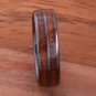 Koa Wood Inlaid High Tech Black Ceramic Double Row Wedding Ring 6mm TUR4012