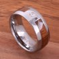 Natural Hawaiian Koa Wood Inlaid Tungsten with CZ Oval Wedding Ring 8mm TPX150