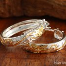 Sterling Silver Two-Tone YG Plated Hawaiian Scroll Hoop Earrings (L) SE40505