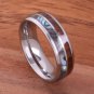 Koa Wood Abalone Inlaid Tungsten Wedding Ring Set TUR4022/TUR4023
