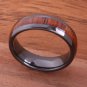 Koa Wood Inlaid High Tech Black Ceramic Wedding Ring Set Dome TUR4005/TUR4006