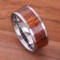 Natural Hawaiian Koa Wood Inlaid Tungsten Flat Wedding Ring 10mm TIP186-10