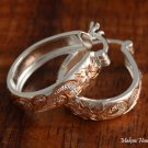 Sterling Silver Two-Tone PG Plated Hawaiian Scroll Hoop Earrings (S) SE39606