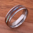 Koa Wood Abalone Tungsten Two Tone Wedding Ring Central Abalone 6mm TUR4025