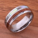 Natural Hawaiian Koa Wood and Abalone Inlaid Tungsten Half/Half Ring 8mm TUR4022