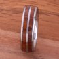 Natural Hawaiian Koa Wood Inlaid Tungsten Double Row Wedding Ring 6mm TUR4004