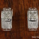 Sterling Silver Hawaiian Quilt Half Moon Post Earrings SE36101