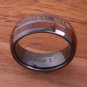 Koa Wood Inlaid High Tech Black Ceramic Double Row Wedding Ring 8mm TUR4011