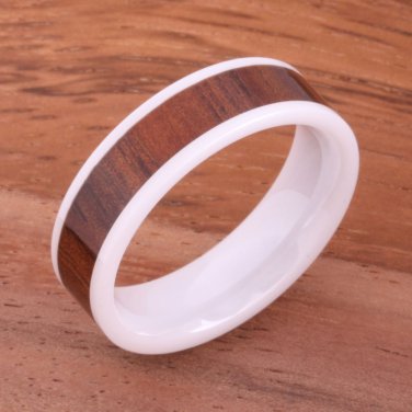 Original Koa Wood High-tech Ceramic Wedding Ring Flat 6mm TUR4016