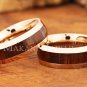 8mm Koa Wood Pink Gold Stainless Steel Wedding Ring Oval SLR6113